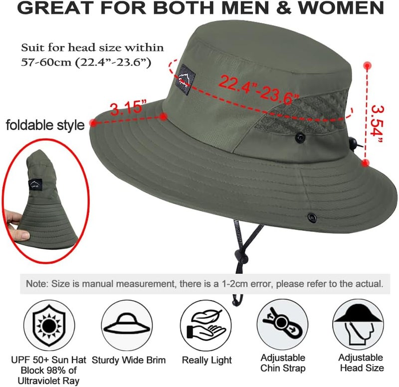 Sireck Fishing Hat, UPF50+ Wide Brim Sun Hat for Men Women, UV Protection Hiking Beach Bucket Hats Summer Safari Hat - Image 2